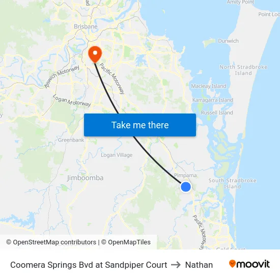 Coomera Springs Bvd at Sandpiper Court to Nathan map