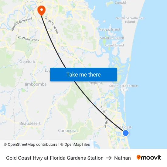 Gold Coast Hwy at Florida Gardens Station to Nathan map
