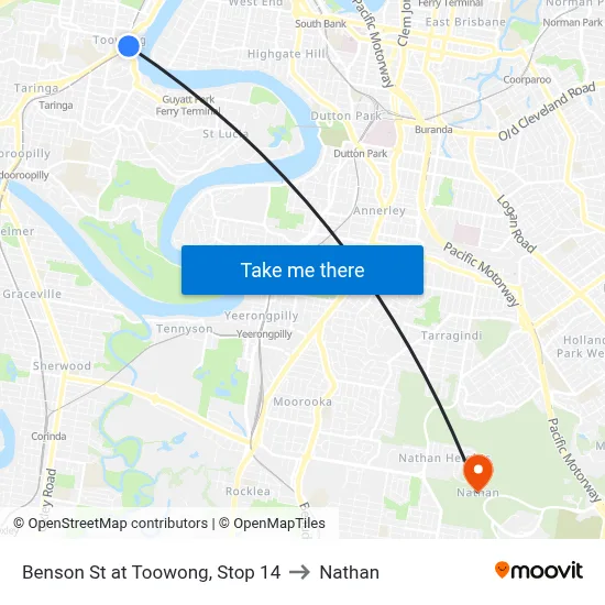 Benson St at Toowong, Stop 14 to Nathan map
