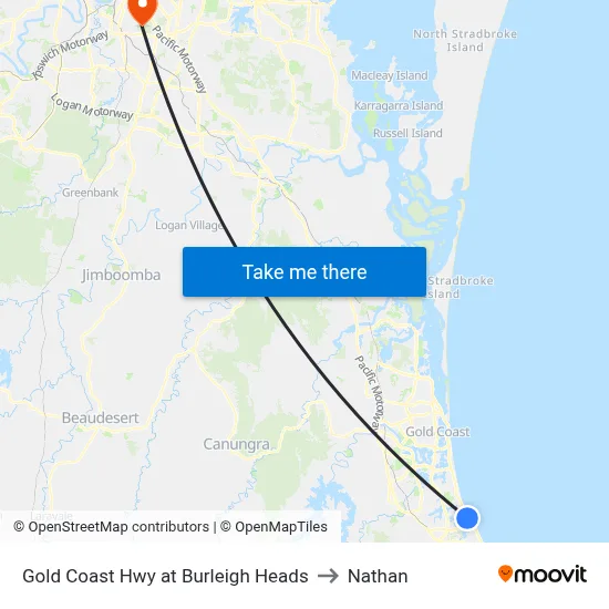 Gold Coast Hwy at Burleigh Heads to Nathan map