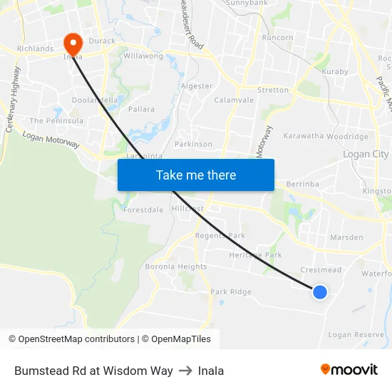 Bumstead Rd at Wisdom Way to Inala map
