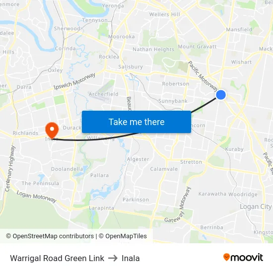 Warrigal Road Green Link to Inala map