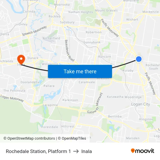 Rochedale Station, Platform 1 to Inala map