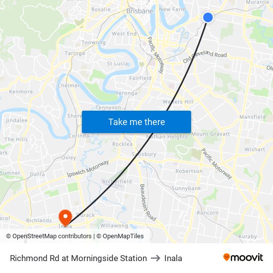 Richmond Rd at Morningside Station to Inala map