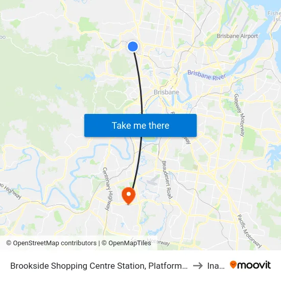 Brookside Shopping Centre Station, Platform A to Inala map
