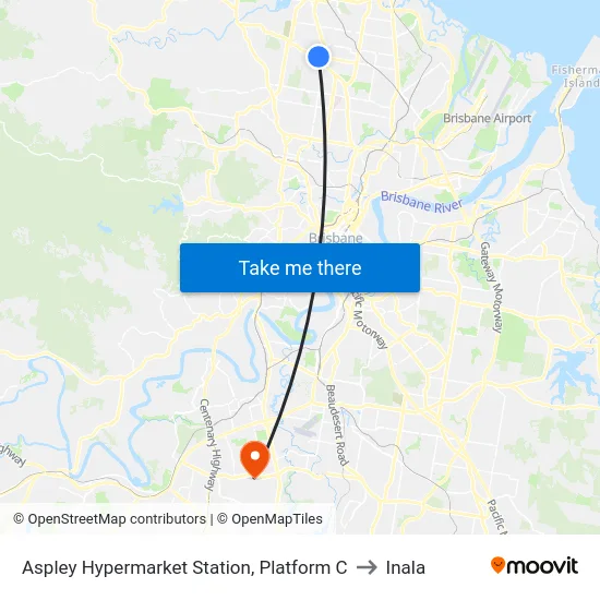 Aspley Hypermarket Station, Platform C to Inala map