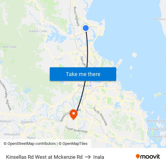 Kinsellas Rd West at Mckenzie Rd to Inala map