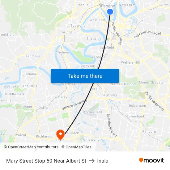 Mary Street Stop 50 Near Albert St to Inala map