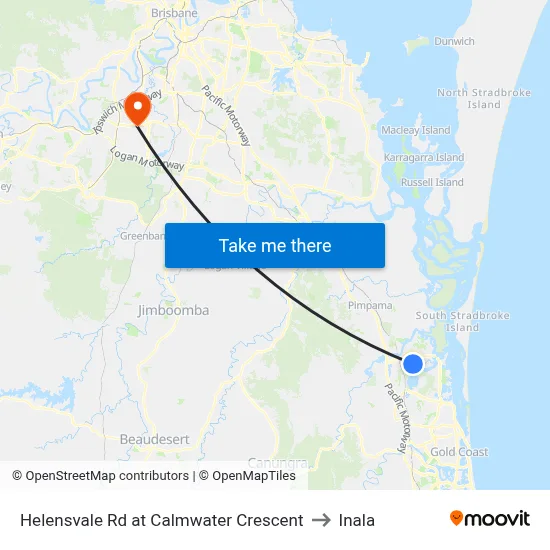 Helensvale Rd at Calmwater Crescent to Inala map