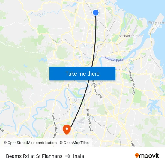 Beams Rd at St Flannans to Inala map