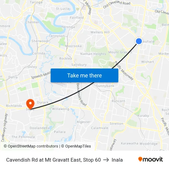 Cavendish Rd at Mt Gravatt East, Stop 60 to Inala map