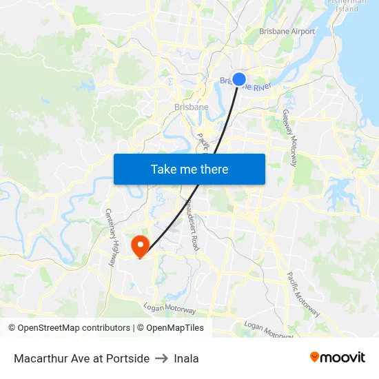 Macarthur Ave at Portside to Inala map