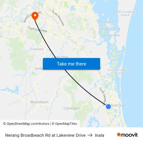 Nerang Broadbeach Rd at Lakeview Drive to Inala map