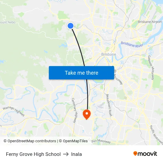Ferny Grove High School to Inala map