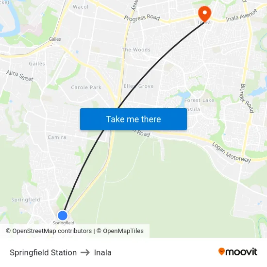 Springfield Station to Inala map