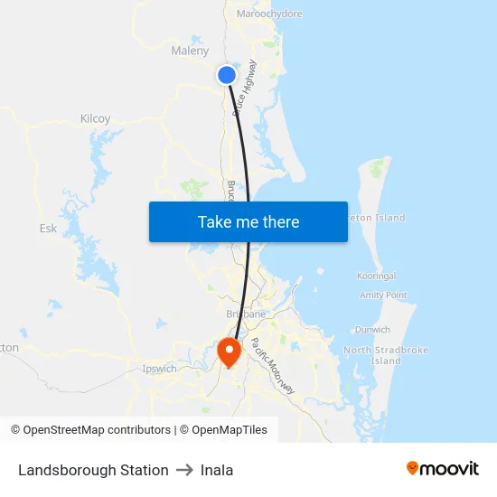 Landsborough Station to Inala map