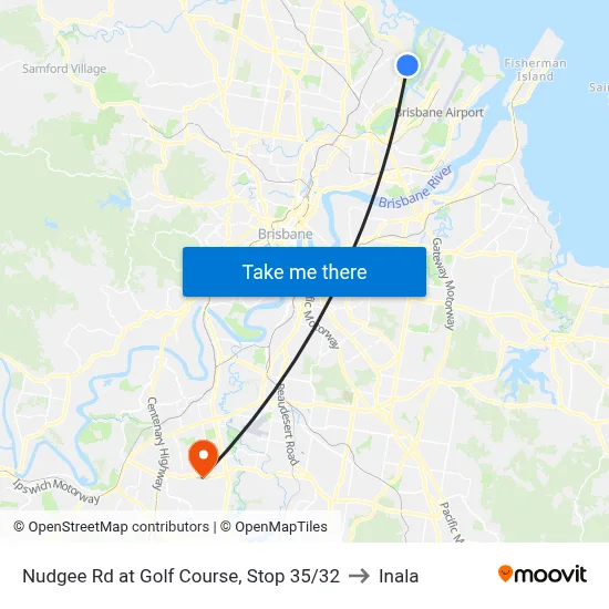 Nudgee Rd at Golf Course, Stop 35/32 to Inala map