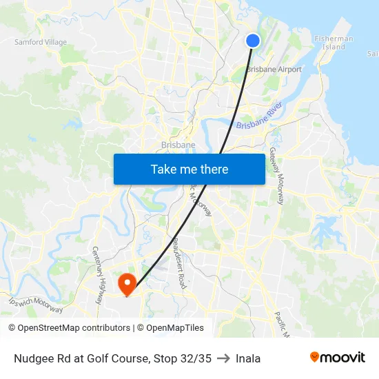 Nudgee Rd at Golf Course, Stop 32/35 to Inala map
