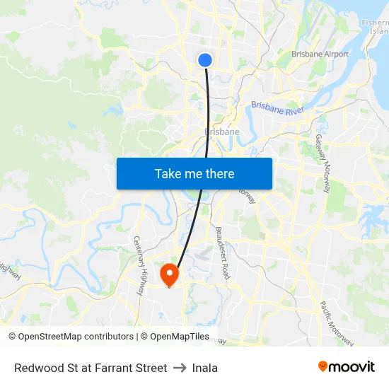 Redwood St at Farrant Street to Inala map