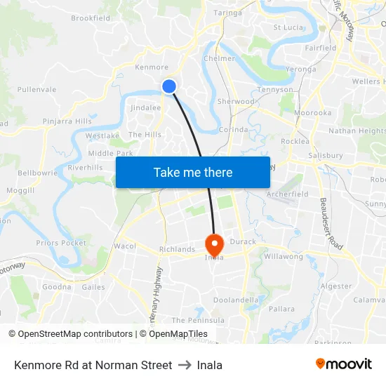 Kenmore Rd at Norman Street to Inala map