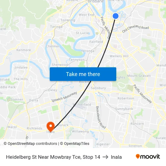 Heidelberg St Near Mowbray Tce, Stop 14 to Inala map