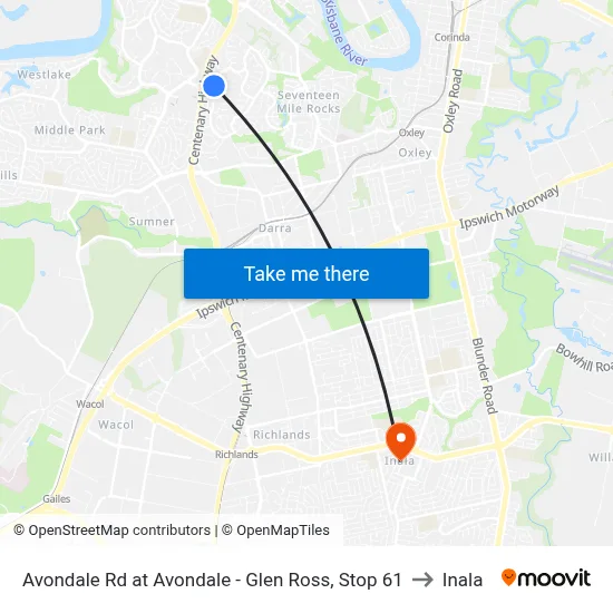 Avondale Rd at Avondale - Glen Ross, Stop 61 to Inala map