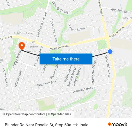 Blunder Rd Near Rosella St, Stop 60a to Inala map