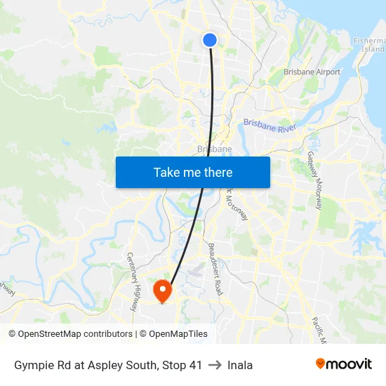 Gympie Rd at Aspley South, Stop 41 to Inala map
