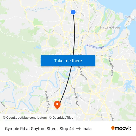Gympie Rd at Gayford Street, Stop 44 to Inala map