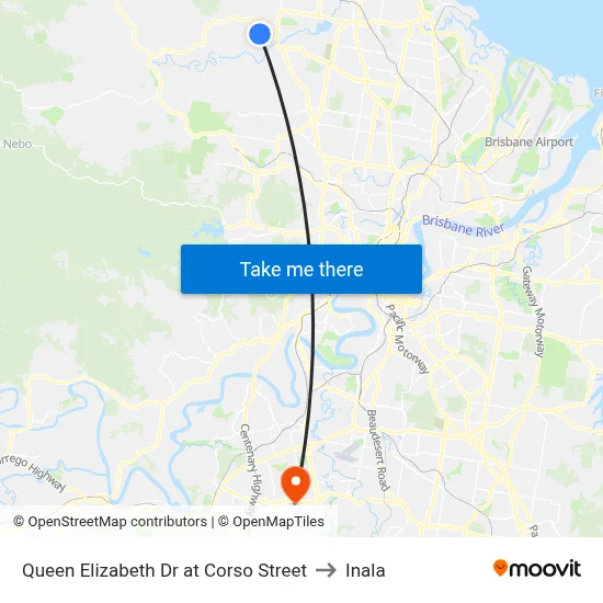 Queen Elizabeth Dr at Corso Street to Inala map