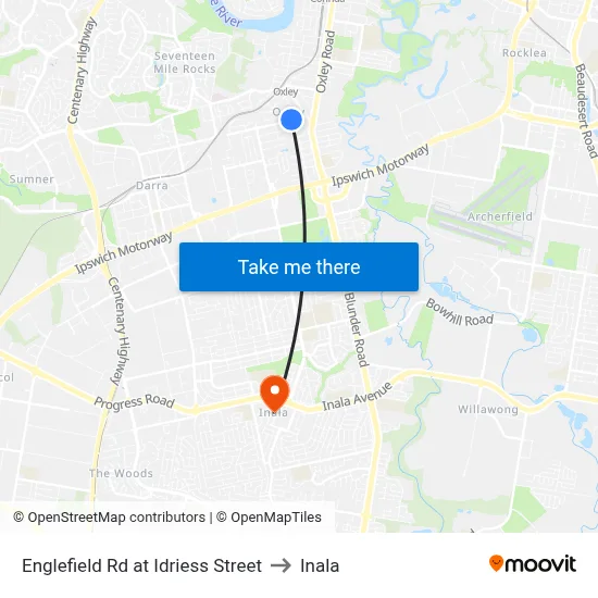 Englefield Rd at Idriess Street to Inala map