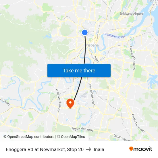 Enoggera Rd at Newmarket, Stop 20 to Inala map