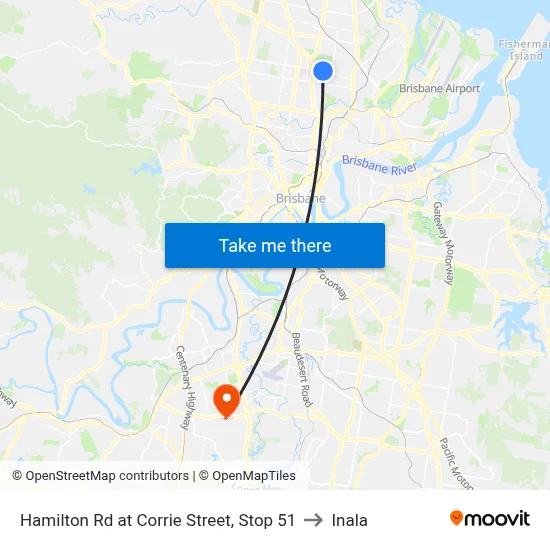Hamilton Rd at Corrie Street, Stop 51 to Inala map