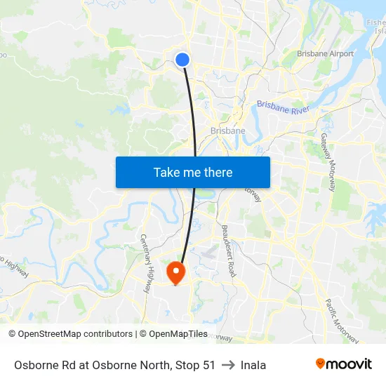 Osborne Rd at Osborne North, Stop 51 to Inala map