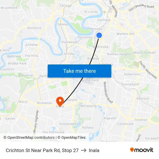 Crichton St Near Park Rd, Stop 27 to Inala map