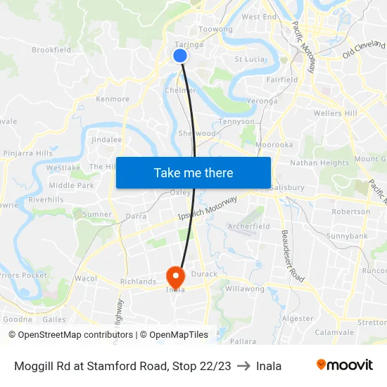 Moggill Rd at Stamford Road, Stop 22/23 to Inala map
