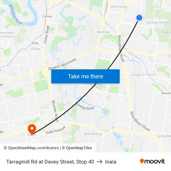Tarragindi Rd at Davey Street, Stop 40 to Inala map