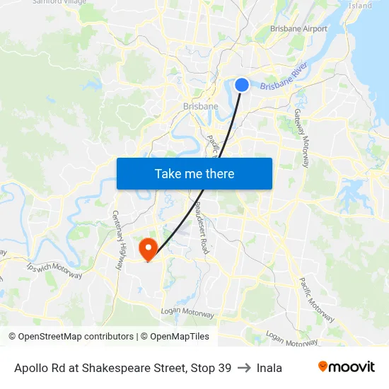 Apollo Rd at Shakespeare Street, Stop 39 to Inala map