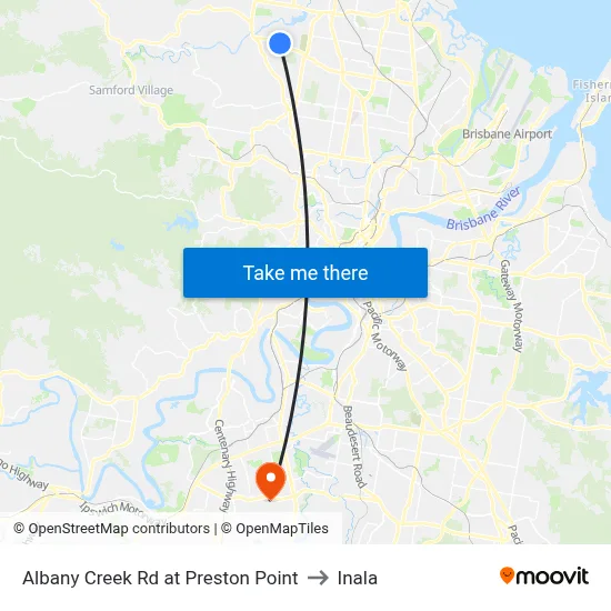 Albany Creek Rd at Preston Point to Inala map