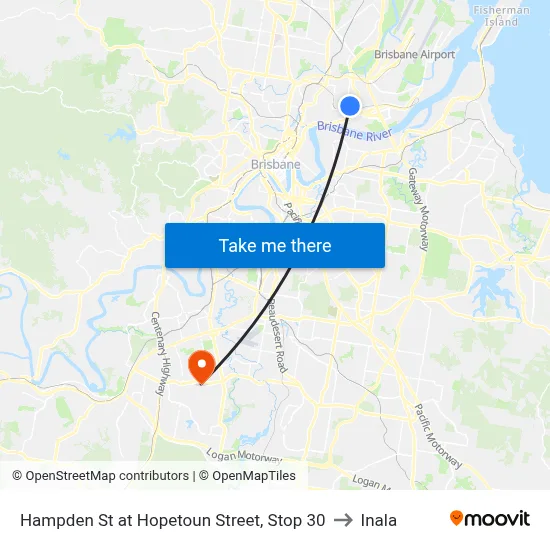 Hampden St at Hopetoun Street, Stop 30 to Inala map