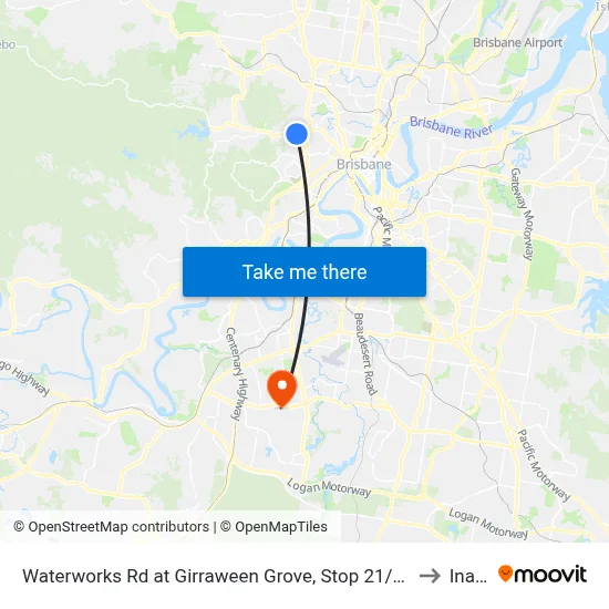 Waterworks Rd at Girraween Grove, Stop 21/22 to Inala map
