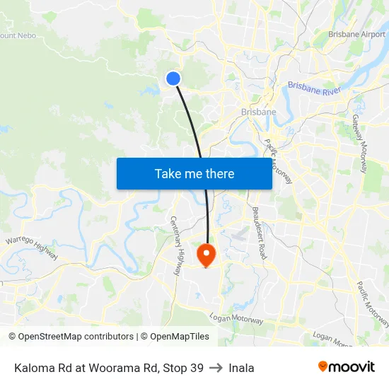 Kaloma Rd at Woorama Rd, Stop 39 to Inala map