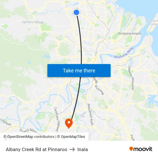 Albany Creek Rd at Pinnaroo to Inala map
