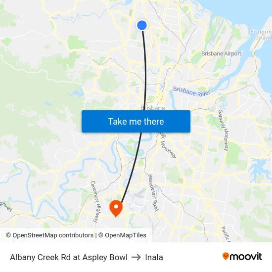 Albany Creek Rd at Aspley Bowl to Inala map