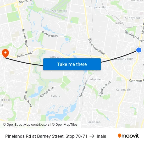 Pinelands Rd at Barney Street, Stop 70/71 to Inala map