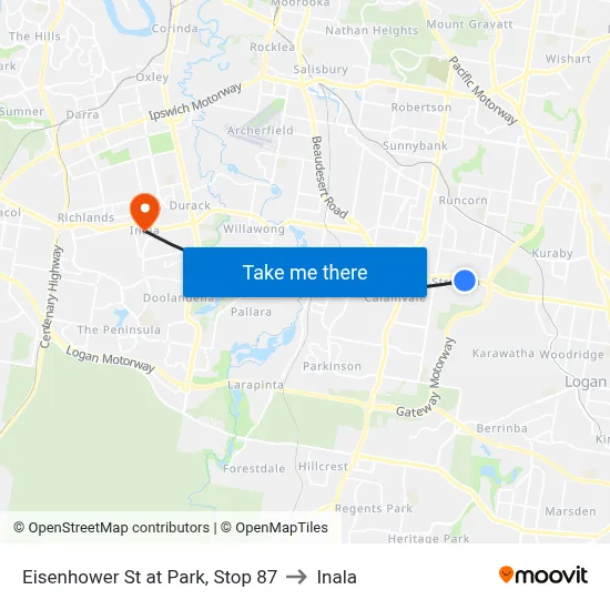 Eisenhower St at Park, Stop 87 to Inala map