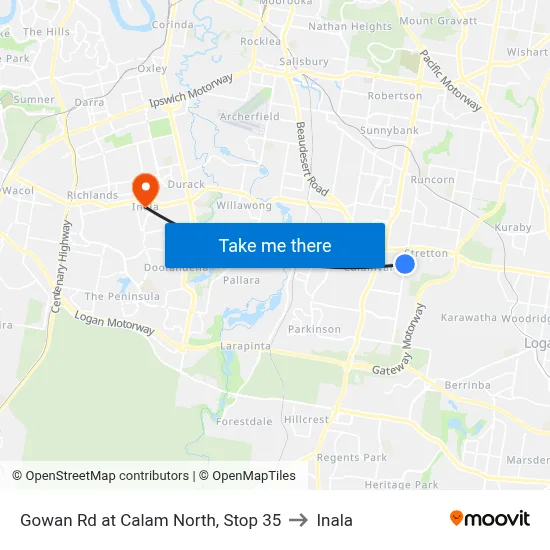 Gowan Rd at Calam North, Stop 35 to Inala map