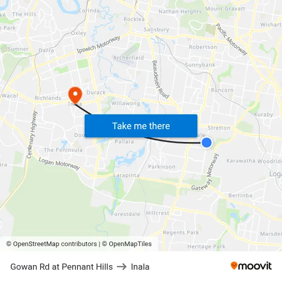 Gowan Rd at Pennant Hills to Inala map