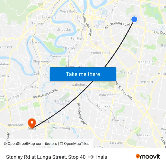 Stanley Rd at Lunga Street, Stop 40 to Inala map