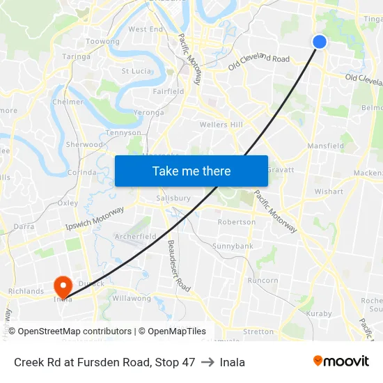 Creek Rd at Fursden Road, Stop 47 to Inala map
